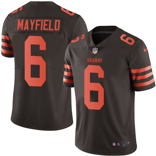 Nike Browns #6 Baker Mayfield Brown Youth Stitched NFL Limited Rush Jersey - Click Image to Close